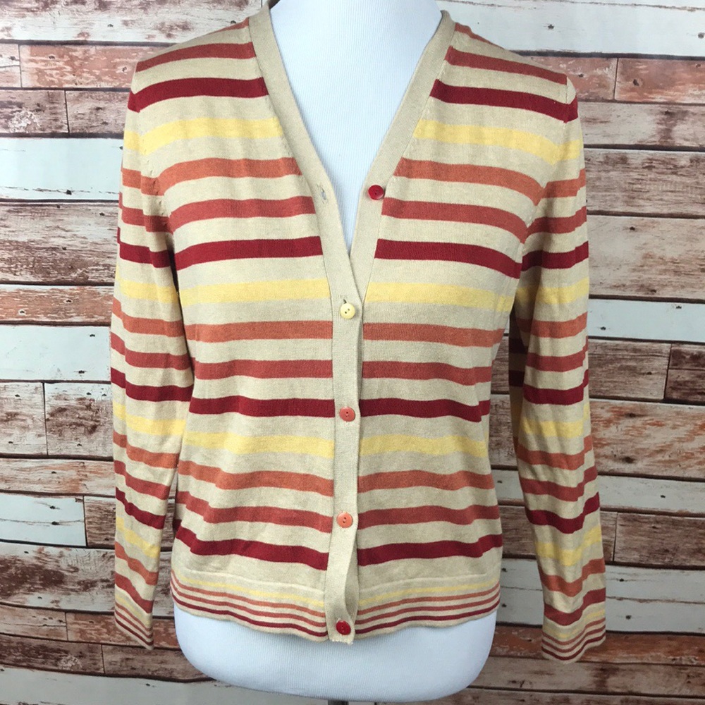 Pendleton Striped Lightweight Cardigan Sweater - image 1